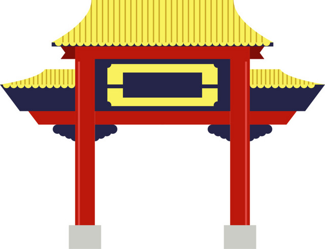 手绘仿古建筑素材
