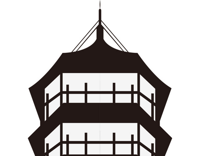古现代中国建筑剪影矢量素材