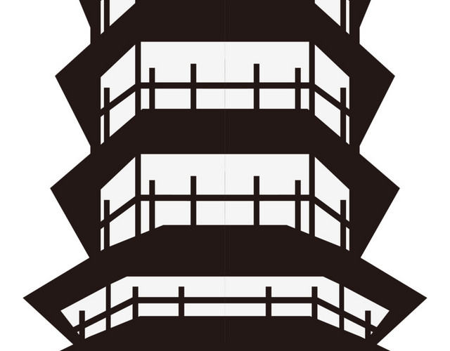 古现代中国建筑剪影矢量素材