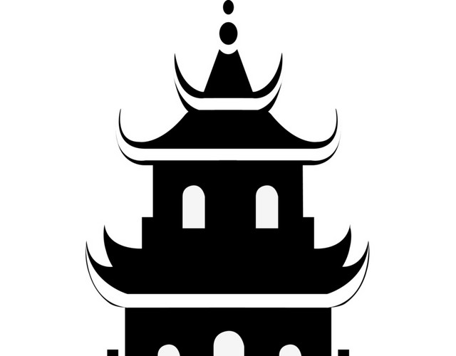 古现代中国建筑剪影矢量素材