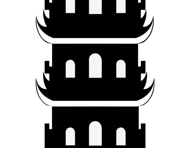 古现代中国建筑剪影矢量素材