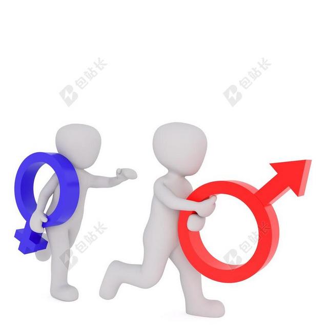 彩色人物鲜明各自拿着男女符号男女人物背景图片