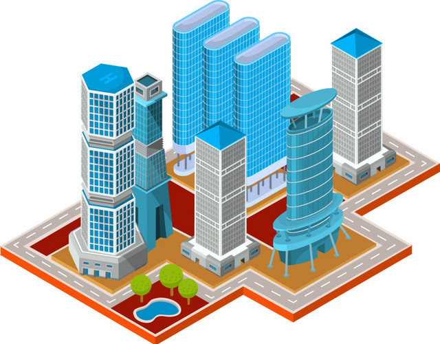 矢量卡通都市建筑