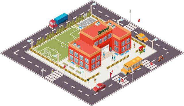 矢量卡通都市建筑