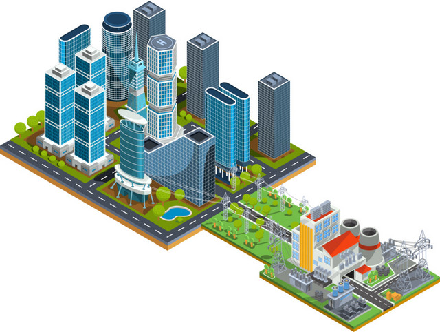 矢量卡通都市建筑
