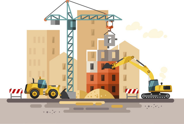 扁平化城市建筑插画矢量设计素材