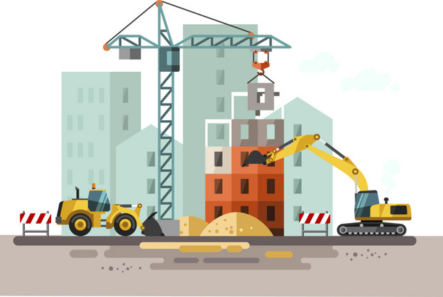 扁平化城市建筑插画矢量设计素材