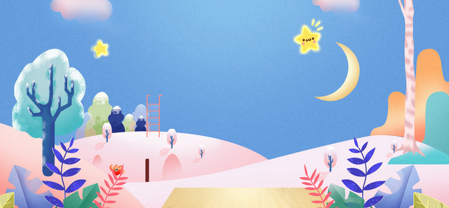 春季出游梦幻卡通紫BANNER