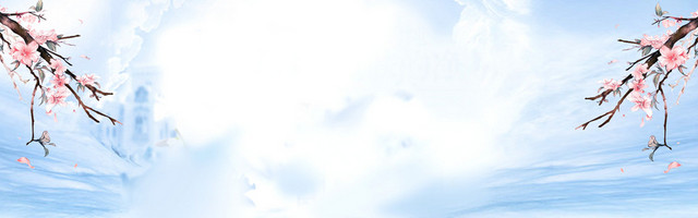 桃花节文艺渐变蓝天桃树蓝BANNER