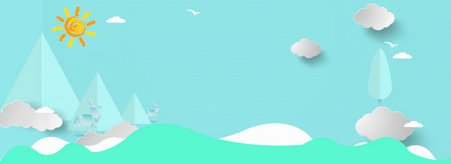 卡通春天手绘蓝天太阳童趣蓝BANNER