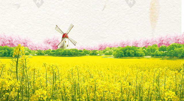 婺源油菜花醉美海报背景素材