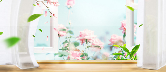 春天烂漫窗外景色文艺白BANNER