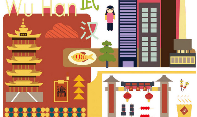 手绘武汉旅游地图