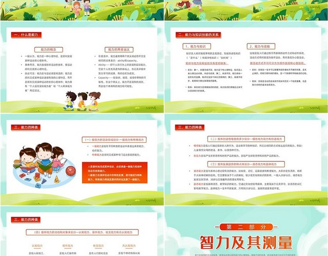 绿色卡通清新心理教育课件能力动态PPT模板