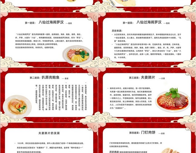红色大气国潮美食中国美食主题PPT模板