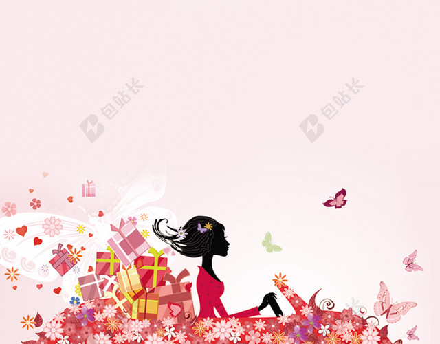 妇女节时尚花车背景海报素材