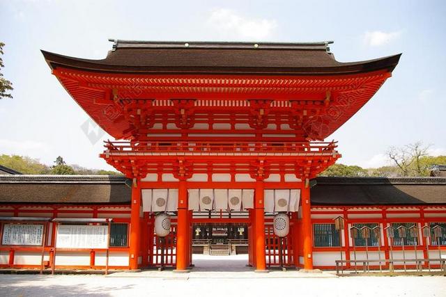 日本 京都 下鸭神社 神社 门 朱红 2005