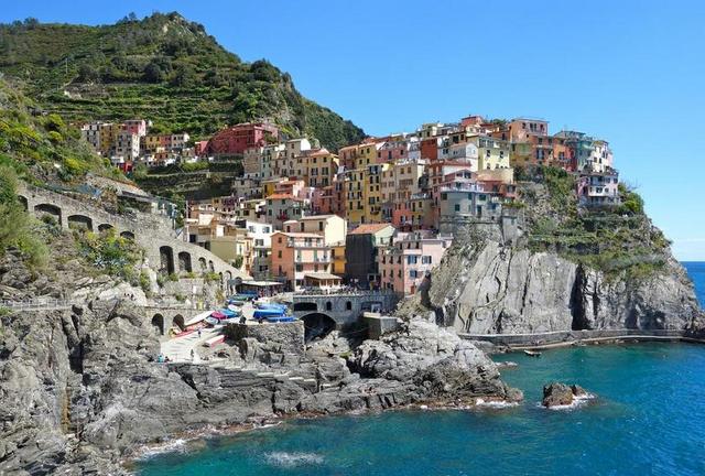 五渔村 意大利 MANAROLA 利古里亚 岩 海 地中海 水