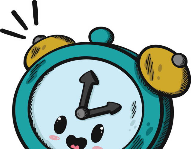 卡通开学绿色闹钟
