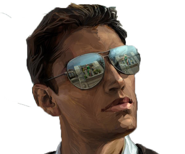 墨镜男子油画头像
