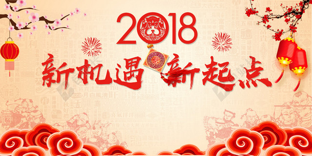 2018新机遇新起点狗年舞台背景展板