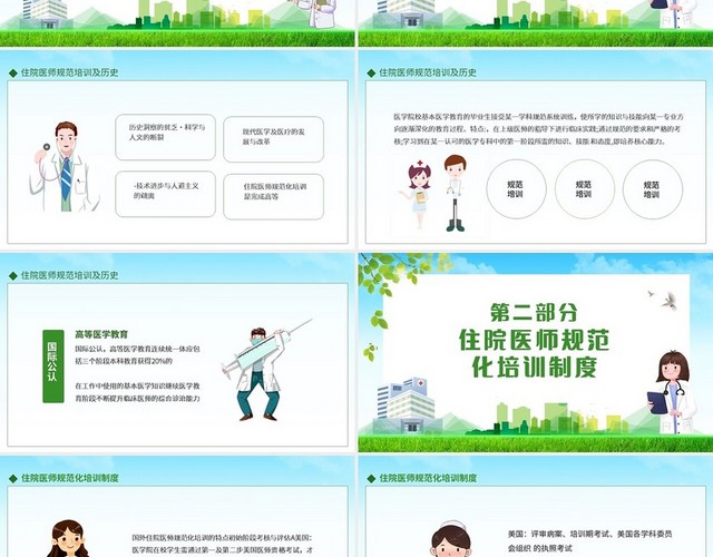 绿色简约住院医师规范化培训基地检查动态PPT模板