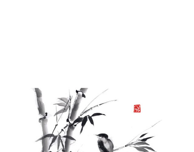 中国风水彩水墨竹子素材