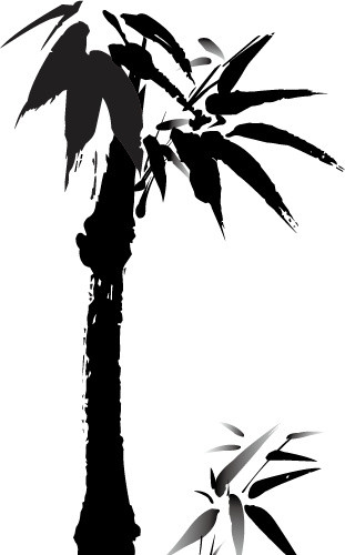 水墨山水竹子水墨画元素矢量图形