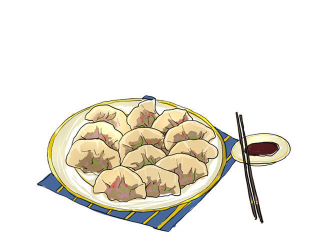 手绘节日饺子食物