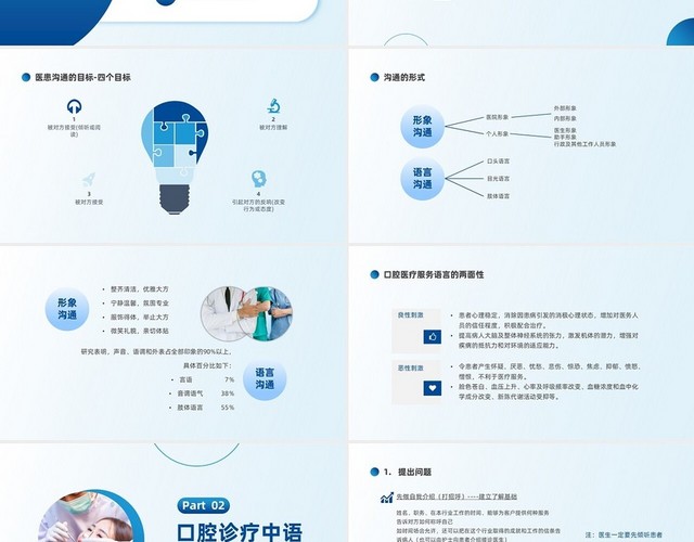 蓝色简约商务口腔科沟通与接诊的注意事项PPT模板