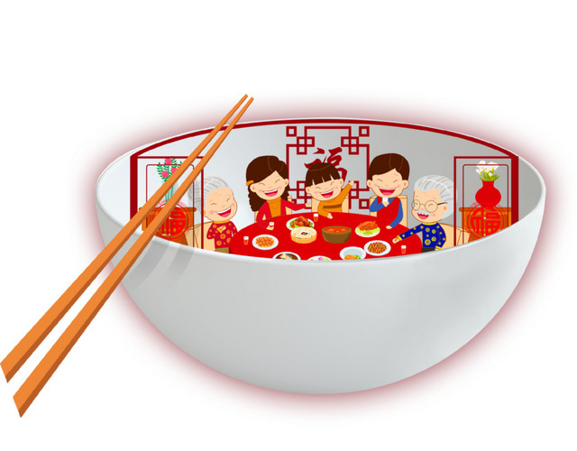 中国风新年创意碗筷免抠