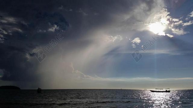 柬埔寨 亚洲 西哈努克城 海 海滩 云 太阳 船舶 天气心情