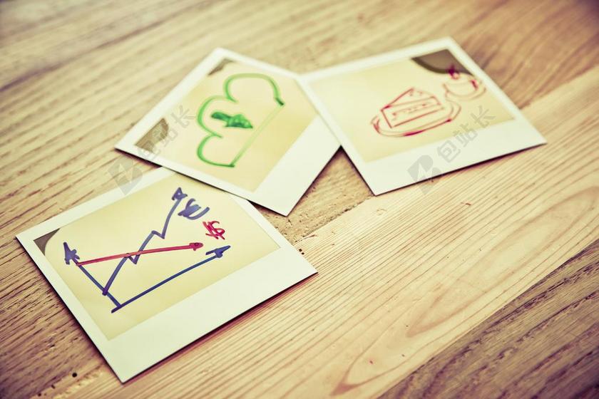 黄色摄影复古宝丽来照片背景图片