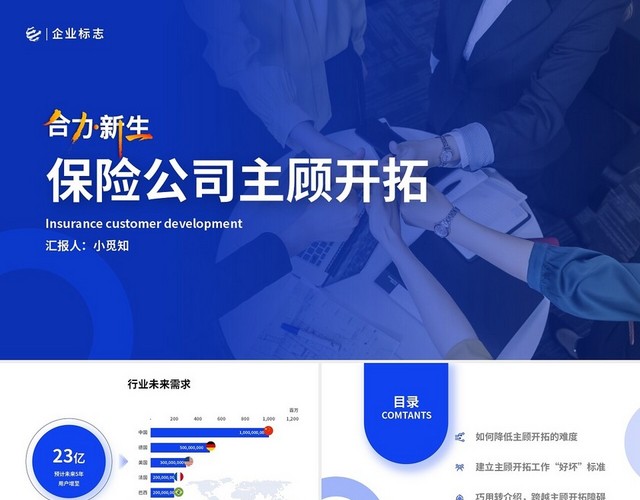 蓝色商务大气简洁保险公司主顾开拓保险公司培训课件PPT保险保险公司主顾开拓的技巧
