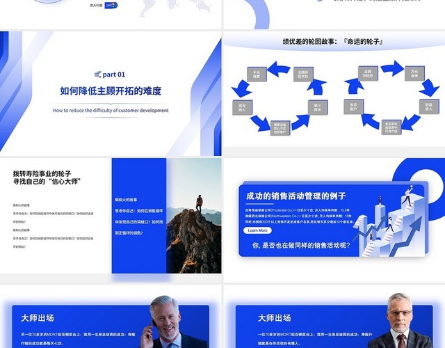 蓝色商务大气简洁保险公司主顾开拓保险公司培训课件PPT保险保险公司主顾开拓的技巧