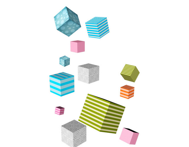蓝色绿色粉色方形矢量图
