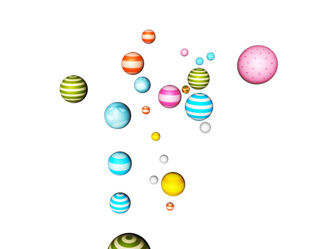 粉色绿色蓝色球形矢量图