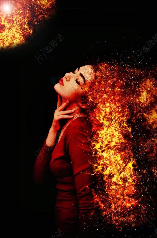 美丽的女人和火花背景图片