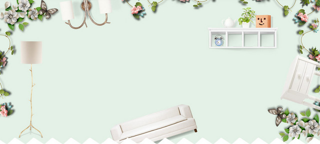 家装节文艺小清新沙发灯花绿BANNER