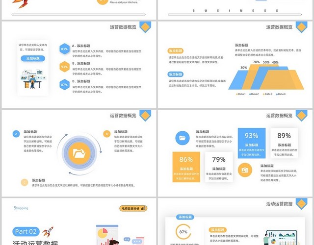 蓝黄色简约风电商运营数据分析培训PPT模板