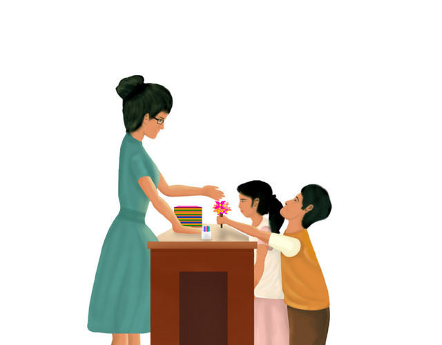 手绘教师节插画免抠