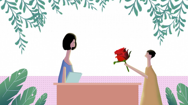 免抠教师节送花给老师的学生