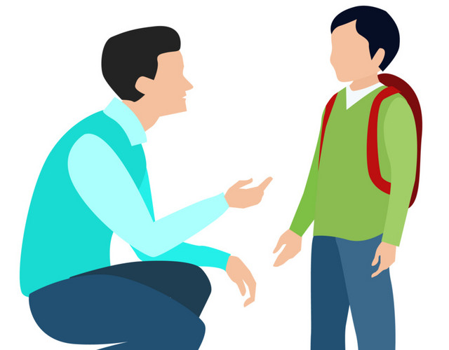 男老师和男同学矢量插画