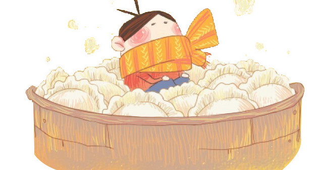 立冬吃饺子美食插画