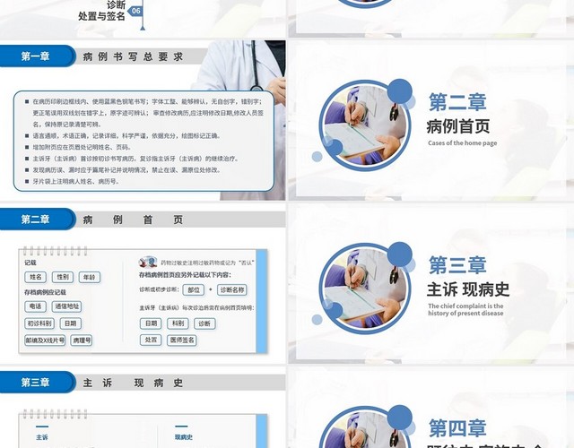 简约商务风医生口腔治疗门诊病历书写规范课件培训PPT模板
