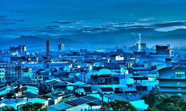蓝色自然早晨住宅区风景台湾背景图片