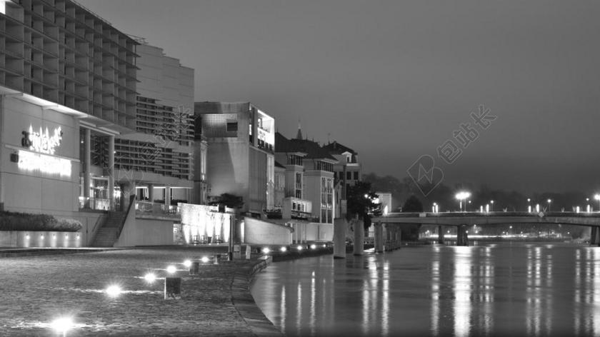 灰色建筑现代灰调下的房子灯光等城市夜景建筑设计背景图片