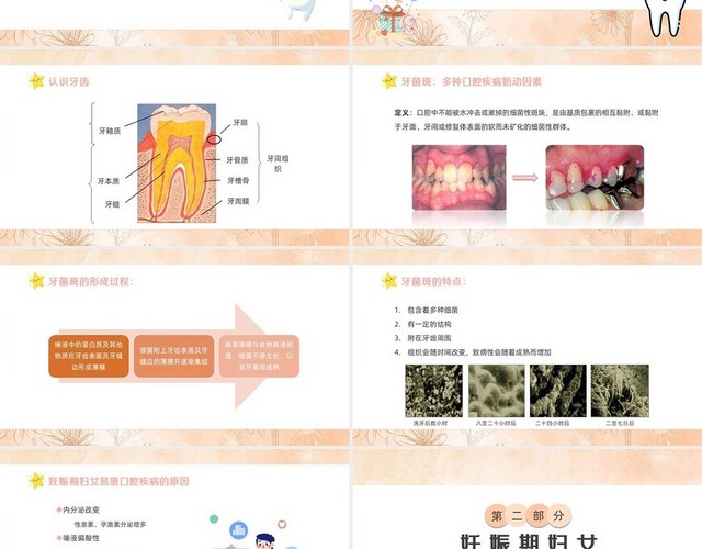 黄色插画温馨孕妇口腔保健说课PPT模板