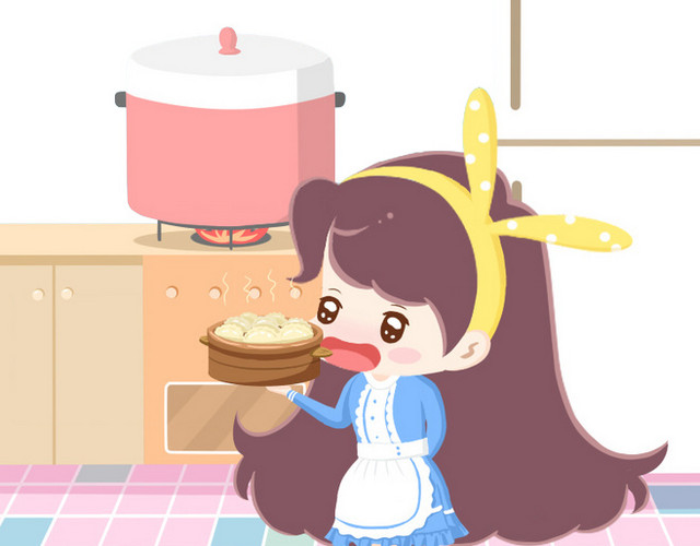 手绘厨房插画
