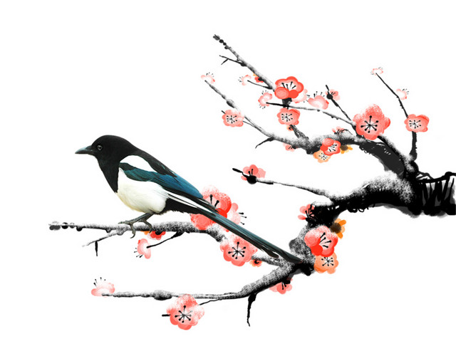 水墨花鸟